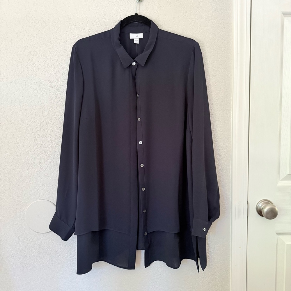 J. Jill Navy Blue Button Down Shirt